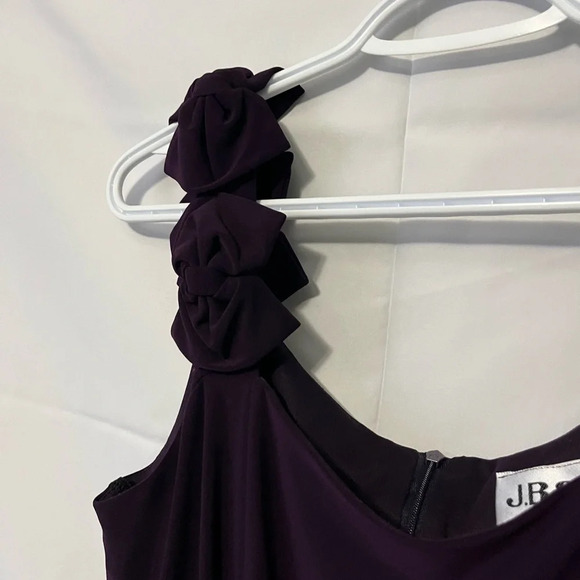 J.B.S. Dress Size 10 Purple Midi Sheath Bow Straps Wedding Guest Party Cocktail - Picture 2 of 8